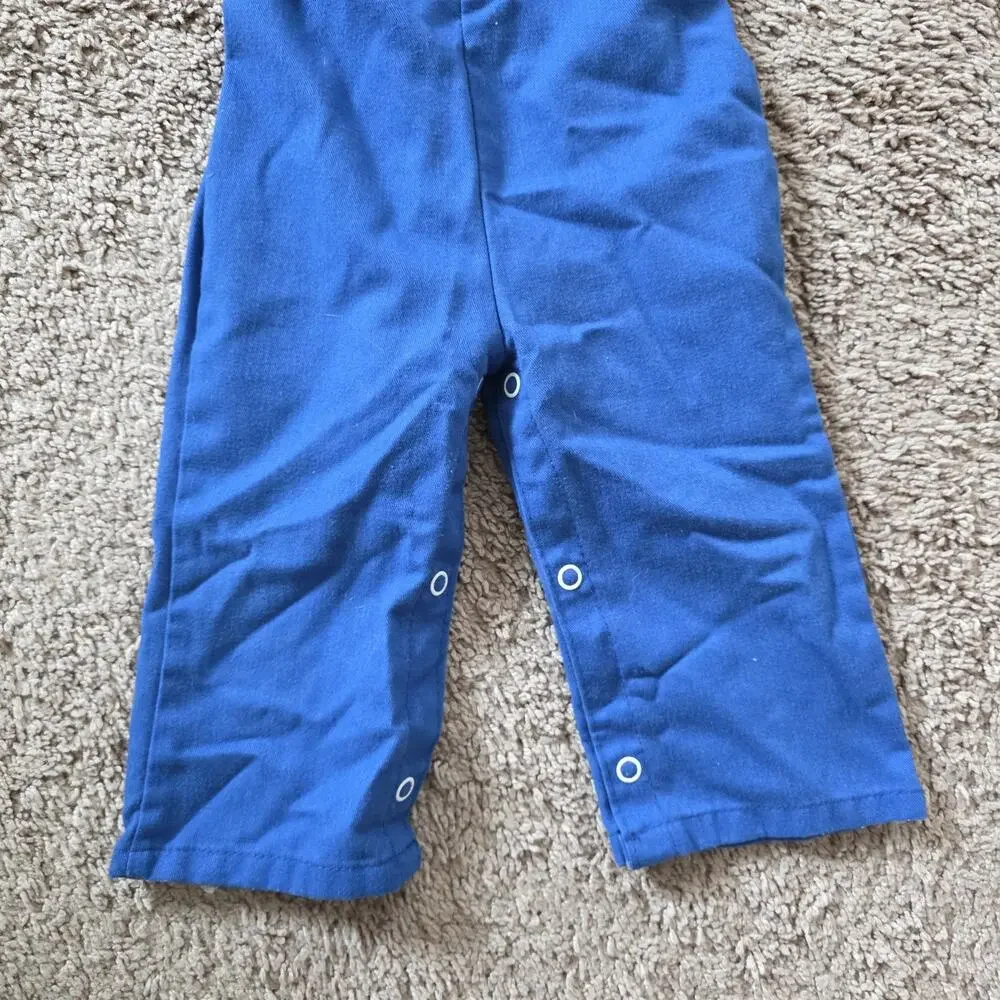 Vintage Garanimals Embroidered Football Bib Overalls Boys 12m Blue Red 90s Retro